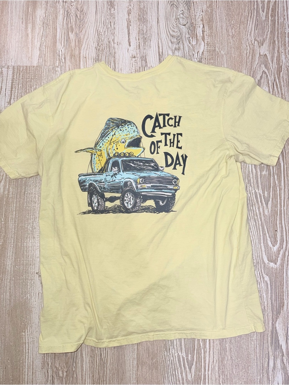 Catch of the Day Yellow Graphic T‑Shirt